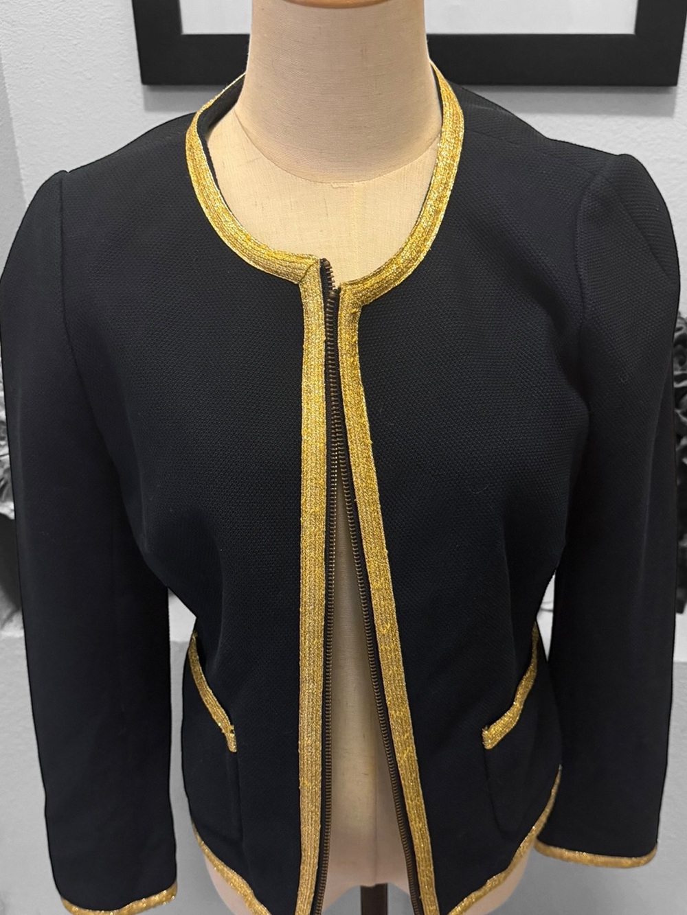 NWT Banana Republic Blue with Gold Trim - Women's Tailored Open Front Blazer